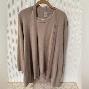 Chico's Women's Beige Cardigan Sweater set. EUC